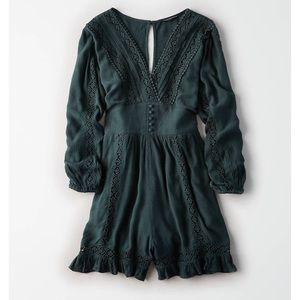 AEO Long Sleeve Embroidered Romper